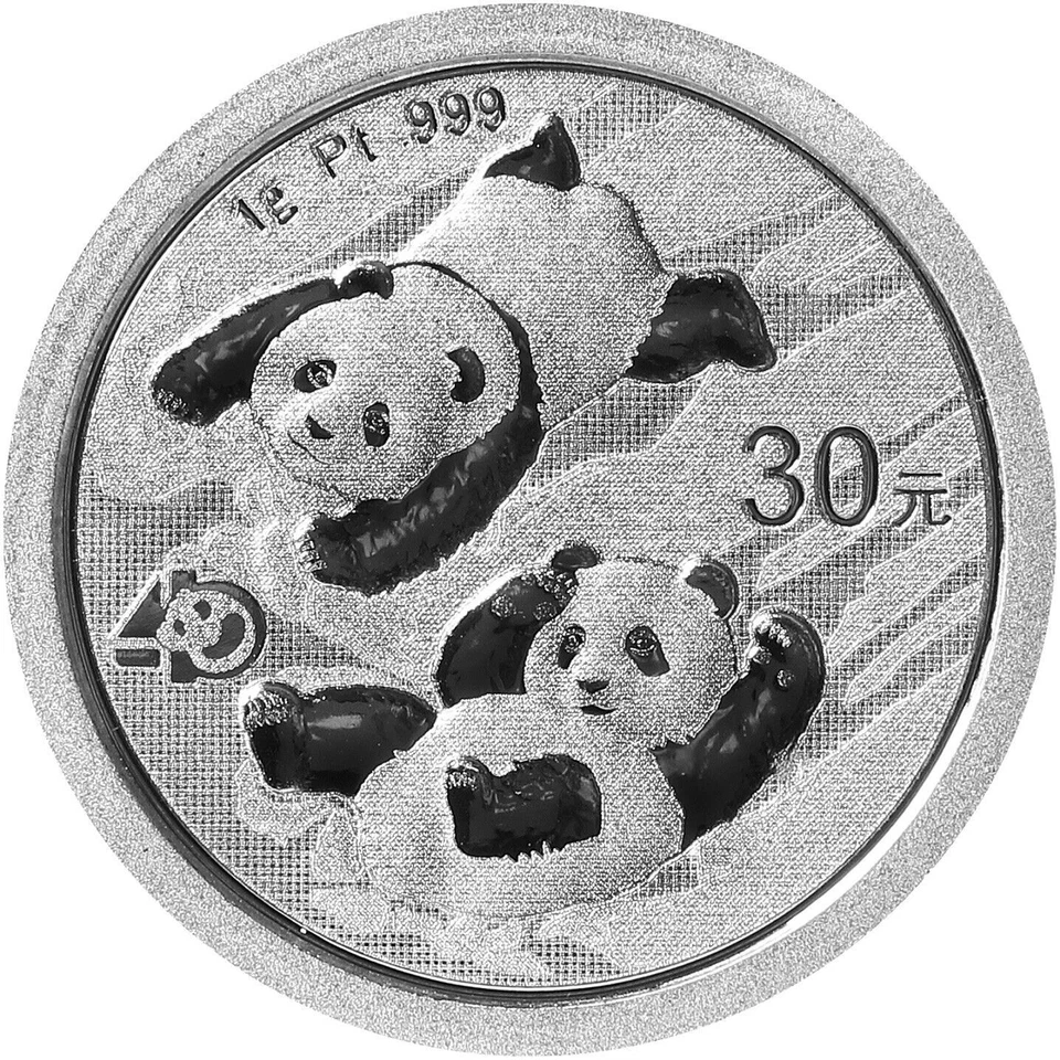 2022 Panda Chinês -Platina moeda de 1 grama no cartão com cartão de certificado de autenticidade - Imagem 2 de 4