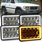 4pcs 4x6'' LED Headlights DRL Turn Light for Toyota Landcruiser 61 62 80 Series