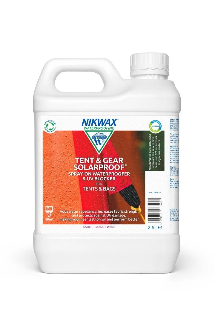 Nikwax Tent And Gear SPRAY ON SolarProof 2.5 Litre UV Waterproofing Solar  Proof 5020716365601