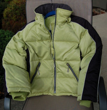 Down Puffer JACKET Coat LONDON FOG Green Girls SIZE 14-16 LARGE hidden Hood