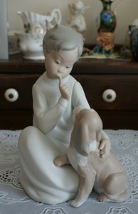 lladro figurines boy with dog