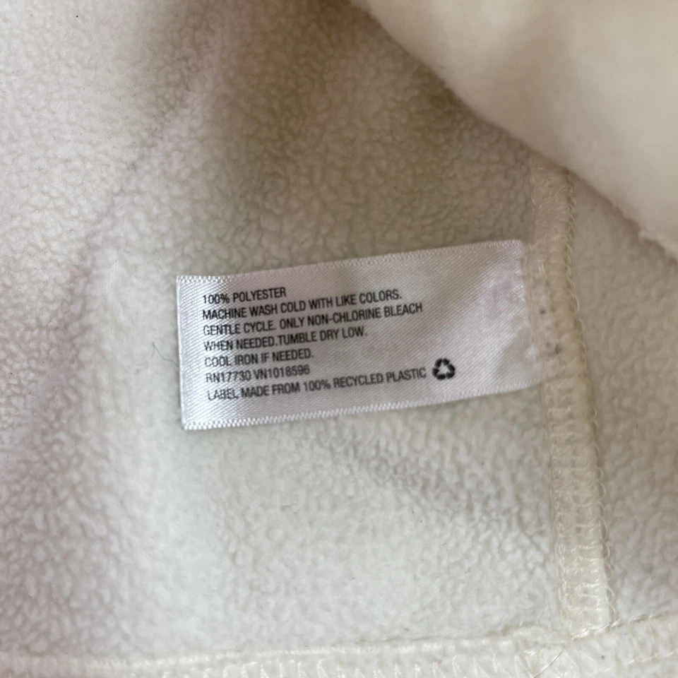 merona Mujer Talla Pequeña Polar Cremallera Completa Chaqueta Blanco Crema Color Cuello Alto  Foto 4 de 4