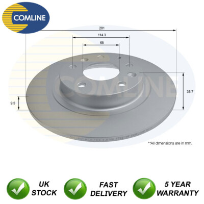 Brake Disc Rear Comline Fits Mazda CX-3 2015- 1.5 D 1.8 2.0 #1 D10E2651