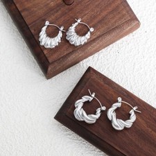 Trendy stainless steel hoop earrings for women