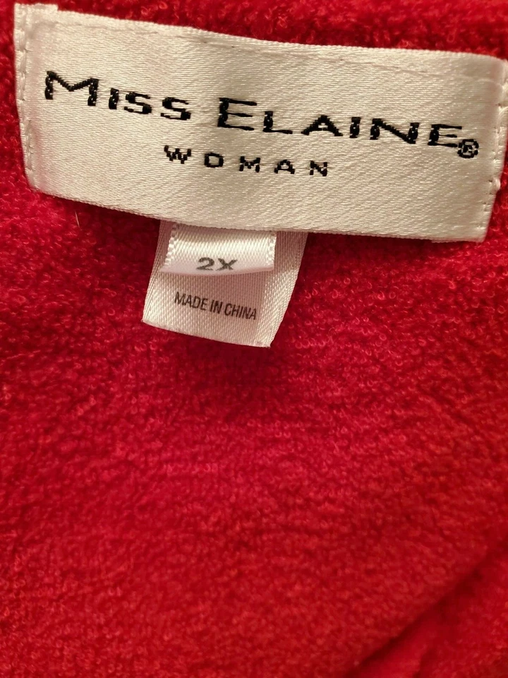 Miss Elaine Womens Nightgown Robe Size 2X Red Floral Fleece - Image 2 of 4