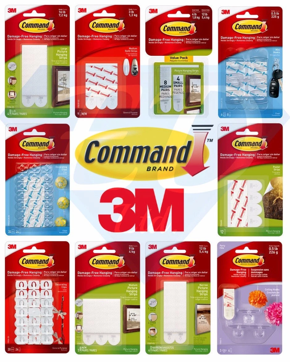 3M Command Picture Hanging Strips, White, M/L - 12 count