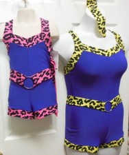 Dance Costume Purple SHORT UNITARD with BELT Leopard Print Yellow or Pink