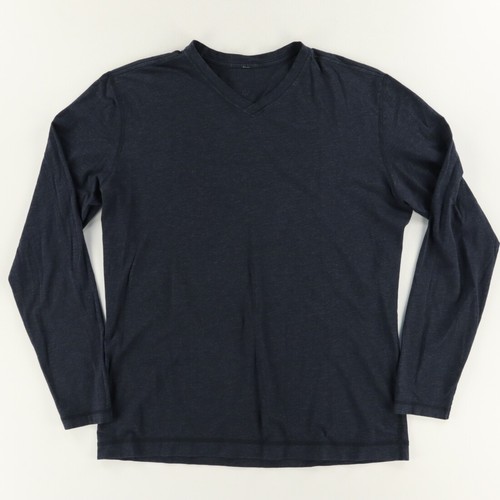 Lululemon Solid V-Neck Long Sleeve T-Shirt Navy Blue Men's L