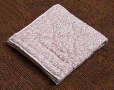 Red Floral Indian Hand Block Printed Baby Quilt Cotton Filled Cotton Coverlet