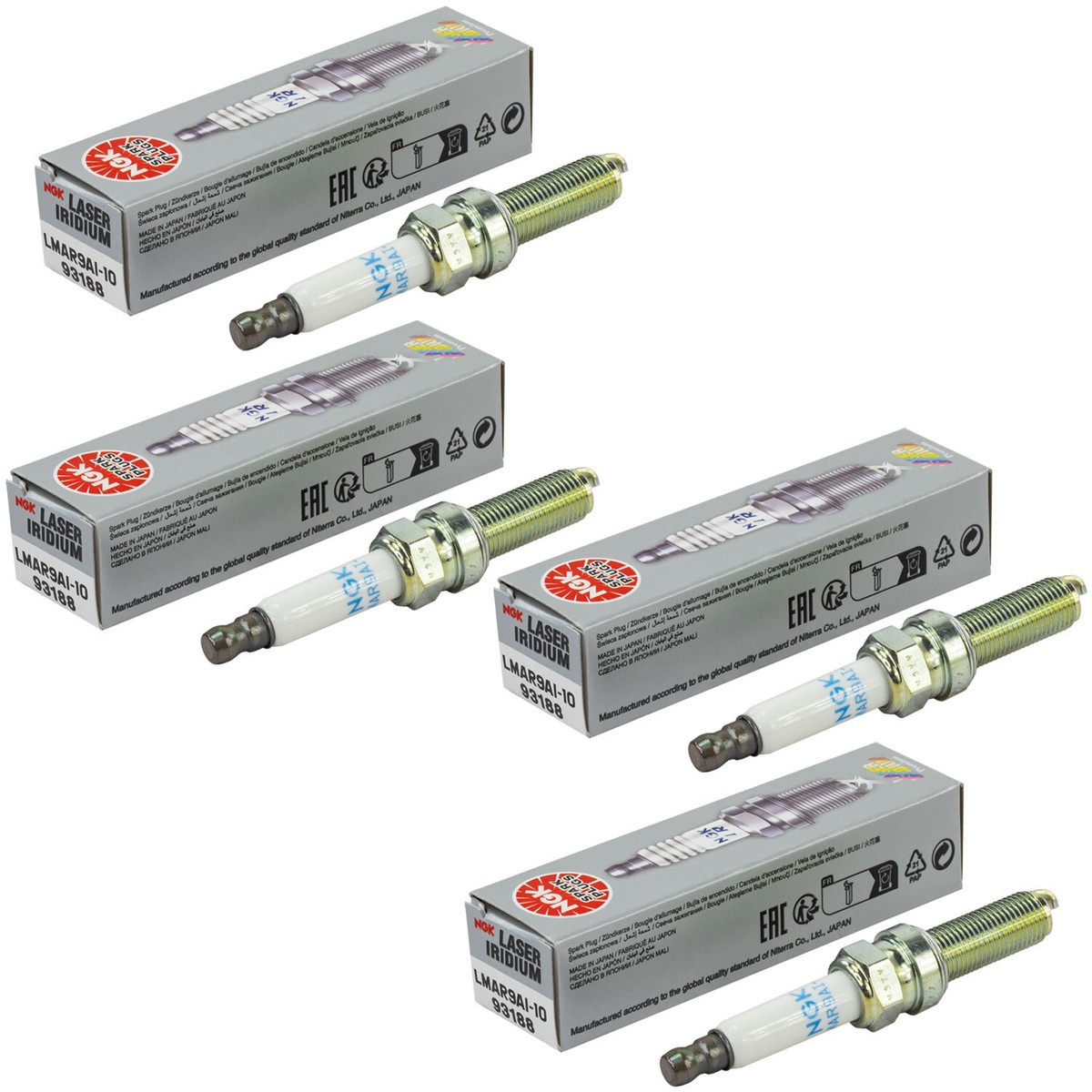 Zündkerze NGK Laser Iridium LMAR9AI-10 93188 Set 4 Stück für Gas