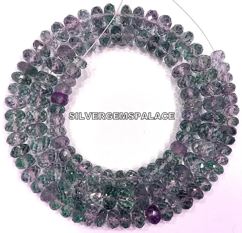 Collar de cuentas de rondelle facetadas de alejandrita gris raro de 5-7 mm de cuentas de 18 pulgadas de largo Foto 4 de 4
