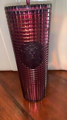 Starbucks Berry Tumbler Plum Grid Disco Christmas Holiday 2020 Cold Cup New 