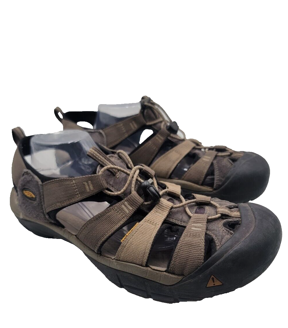 Scarpe da trekking KEEN uomo taglia 14 Newport H2 impermeabili nylon web marrone acqua