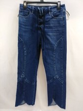Lucky Brand Women's Jeans Size Blue 6/28 Lace Up Cropped Tulip Hem Denim 24.5"