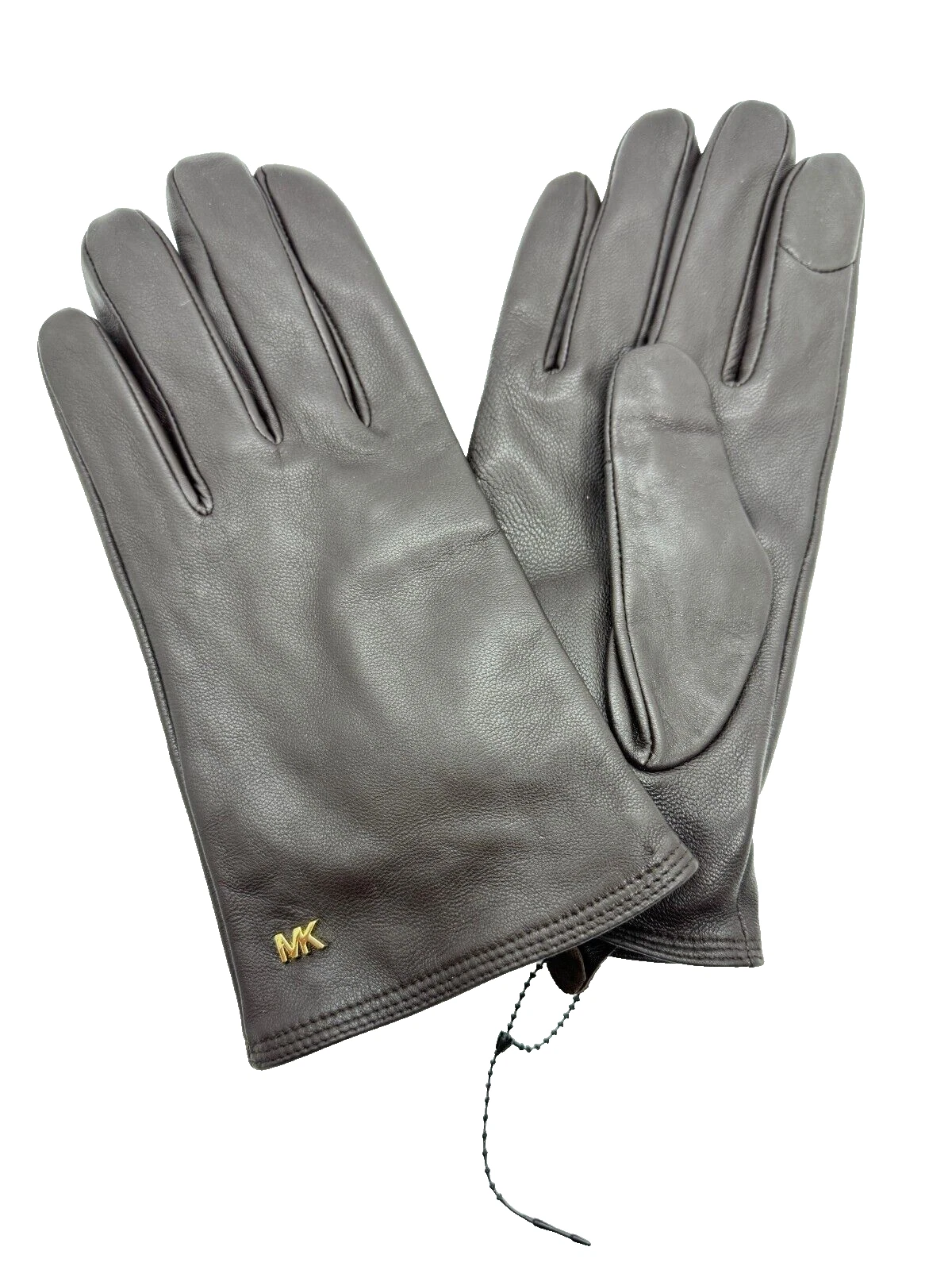 MICHAEL KORS touchscreen women's leather gloves -Chocolate/Brown -MEDIUM