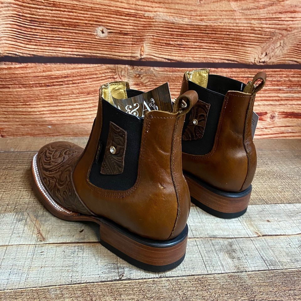 Botines Dama Rodeo Cincelada Piel Cowgirl Womens Piel Hand Tooled Rodeo ...