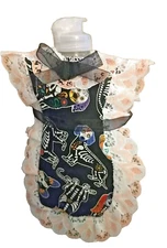 Halloween Dog Skeletons Apron Coverup for Pancake Syrup Catsup Dish soap Bottle 