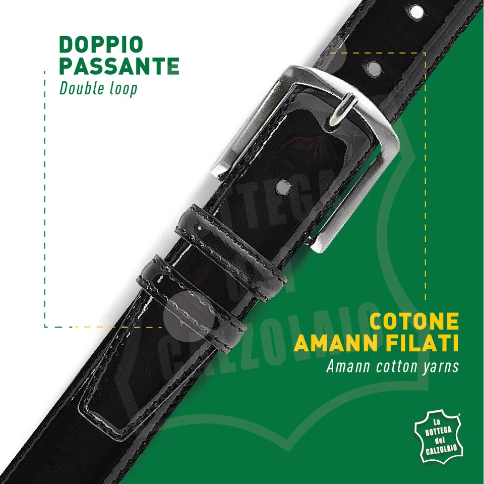 Cintura in vernice elegante classica nero uomo donna per abito da cerimonia - Immagine 4 di 4