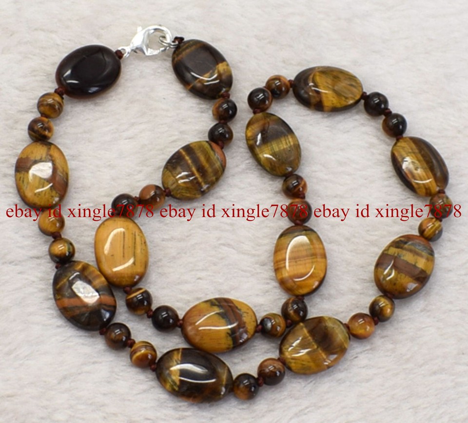Gemstone Natural Fine Pendants 12 - 18 In Necklace Natural 8/10/12/14mm Yellow Tiger's Eye Gemstone Beads Necklace 36 Tiger's Eye Yellow Natural Fashion Necklaces & Pendants - Foto 2