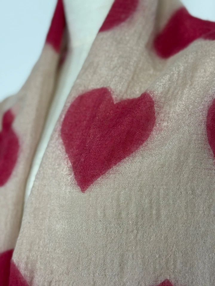 Becksondergaard Hearts Scarf Wrap Shawl Large Wool Silk - Image 4 of 4