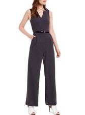 Calvin Klein Black Belted V-Neck Jumpsuit Size 10 New