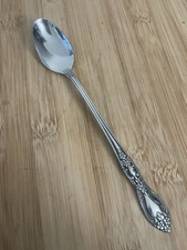Wm A Rogers Oneida Floral Scroll HUNTINGTON Stainless ICED TEA SPOON 7.5"