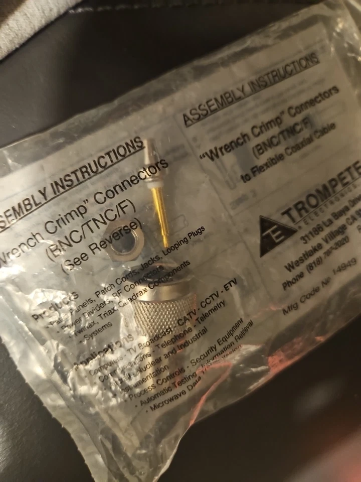 Trompeter Wrench Crimp.connector, Bnc/tnc/f, Pl95-3, New In Package - Image 3 of 4