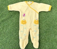 VTG One Piece Baby 3/6 Months Fleece Bodysuit Yellow Flower Lady Bug