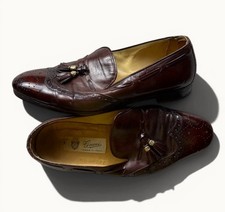 Vintage Men’s Gucci Wingtip Tassel Loafers Burgundy 80s Sz 40.5 Leather Italy