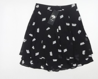 Edit Damen Rock schwarz A-Linie knielang geometrisch