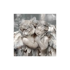 Quadro moderno MONDIE' poster legno argento 31x31 ANGELS IN FLOWER MIX capezzale