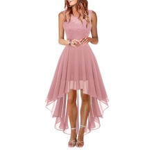 Women Floral Lace Chiffon Dress Bridesmaid Dress Cocktail Dresses Mid-length