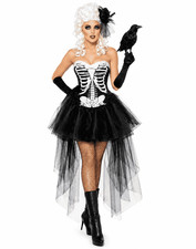 Image of Ladies Skelly Von Trap Skeleton Costume Halloween Fancy Dress Gothic Skeleton