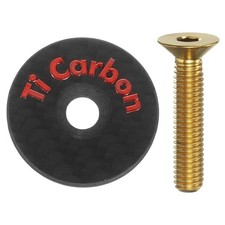 1 1/4 OD Bicycle Headset Stem Top Cap with Gold Bolt, Red