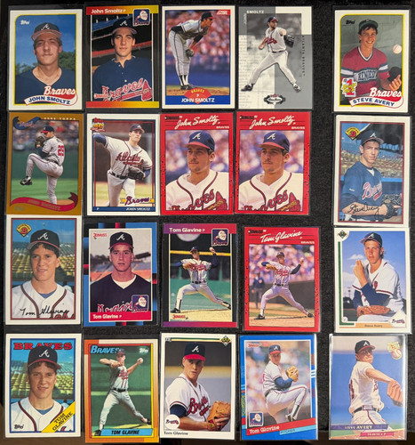 Lot of 20: Smoltz, Glavine, Avery Braves RCs & Pitchers Pack (1988-2002) - Used