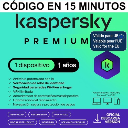Premium Total Security Kasper/1 Pc/1 año/📩email con código 15 minutos📩