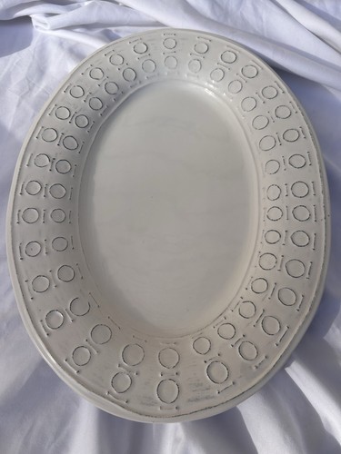 VIETRI Forte Oval Serving Platter 15" Handcrafted Italy Minimalist Geometric - Picture 10 of 11