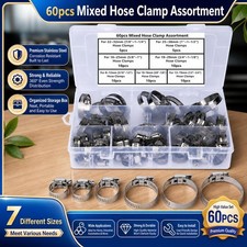 60pcs Hose Clamps Adjustable Worm Gear Stainless Steel Clamp Assortment 7 Sizes