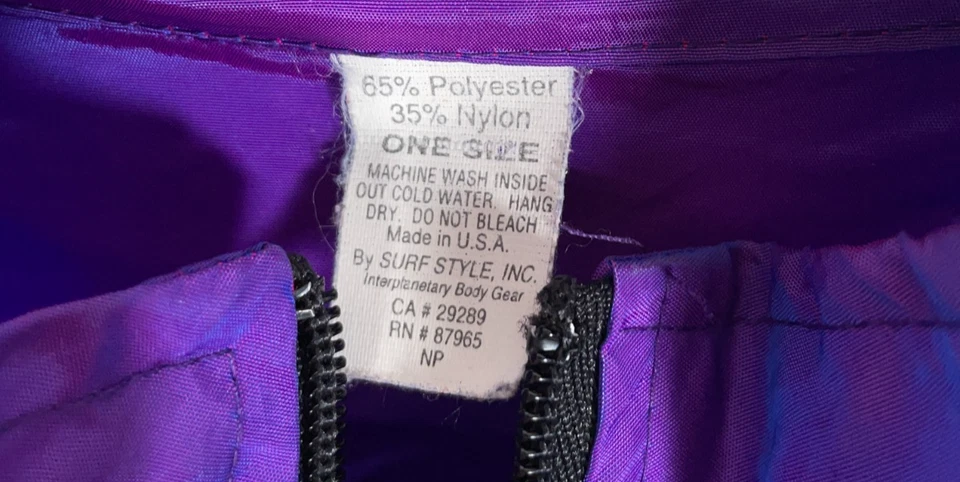 90s Surf Style 1/4 Zip Windbreaker Jacket Adult One Size 2XL Iridescent Purple - Image 3 of 4