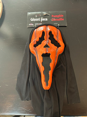 Fun World Ghostface Pumpkin Hooded Full Mask, One Size, Orange/Black Halloween