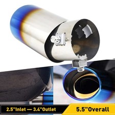 Blue Stainless Steel Car Tail Exhaust Pipe Tip End Trim Racing Muffler 1.4-2.5"
