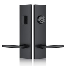 Matte-Black Front Door Handle - Modern Entry Door Lock Set with Deadbolt,Exte...