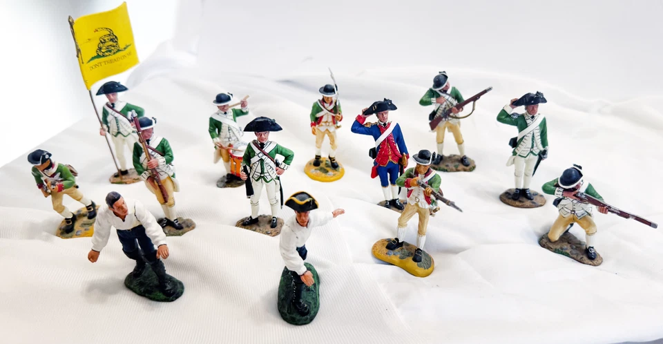 Revolución Americana 11 Marines Continentales, dos marineros, diorama de barco y cañón Foto 3 de 4