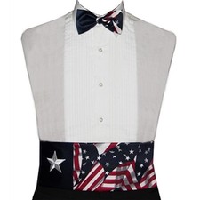 Navy Star Red White and Blue Bow Tie and Cummerbund Set