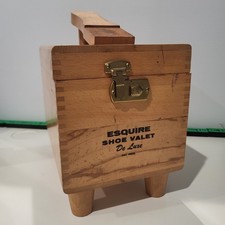 Vintage Esquire Shoe Valet De Luxe Wood Shoe Shine Box Made in USA Mid-Century
