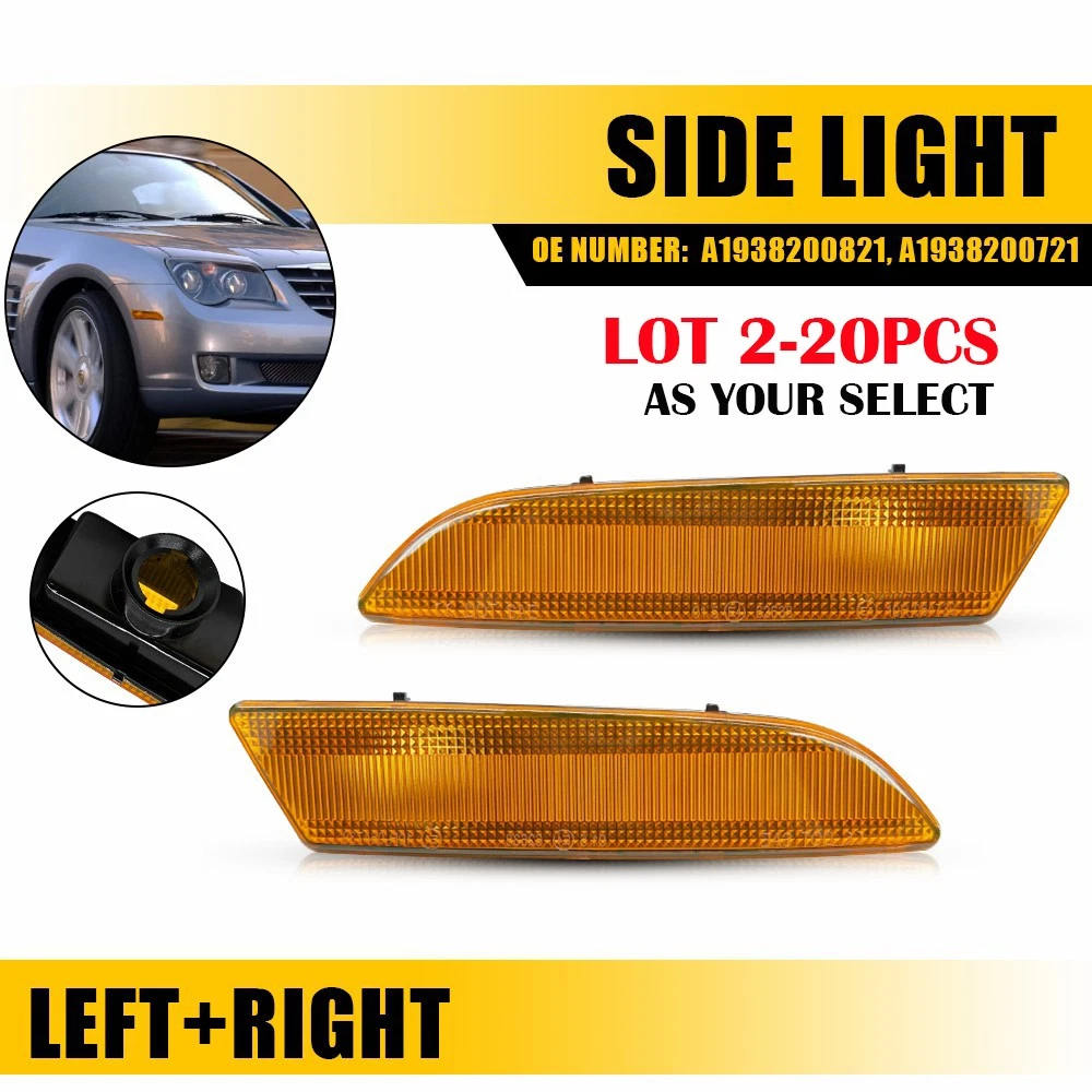 Kit De 2 Luces Reflectoras Laterales Ahumadas Para Chrysler Crossfire 2004-2008, Montaje Frontal, DOT Y SAE