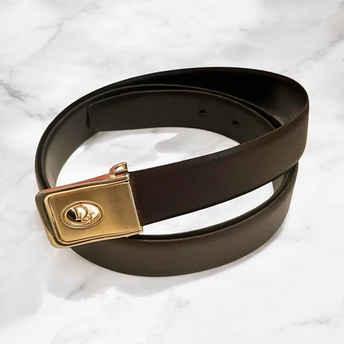 Ceinture vintage Christian Dior réversible marron noir logo cuir italien taille 42