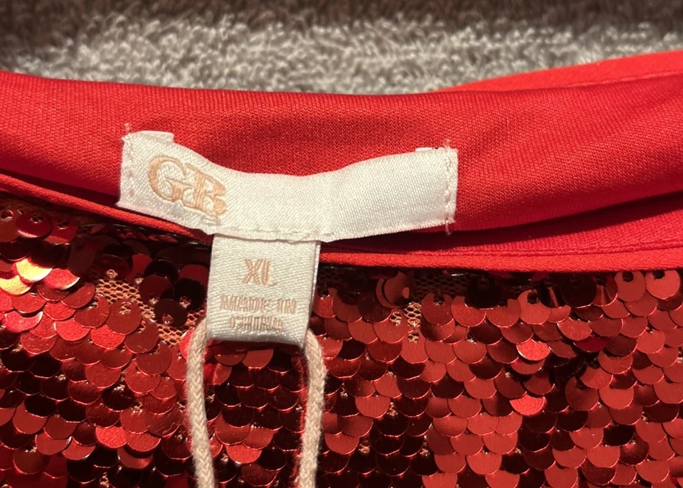 NUEVO CON ETIQUETAS Gianni Bini Maxi Falda Lápiz Lentejuelas Rojas Ocasión Formal Cóctel Talla XL Foto 4 de 4