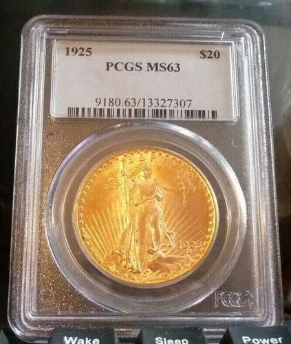 1925 $20 saint gaudens gold double eagle, MS-63