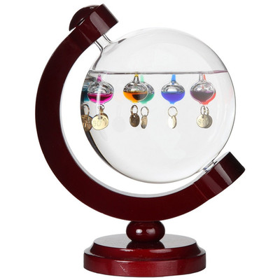 round Galileo Thermometer with 7 Multi Colored Balls & Gold Tags 60ºf to 84ºf, C